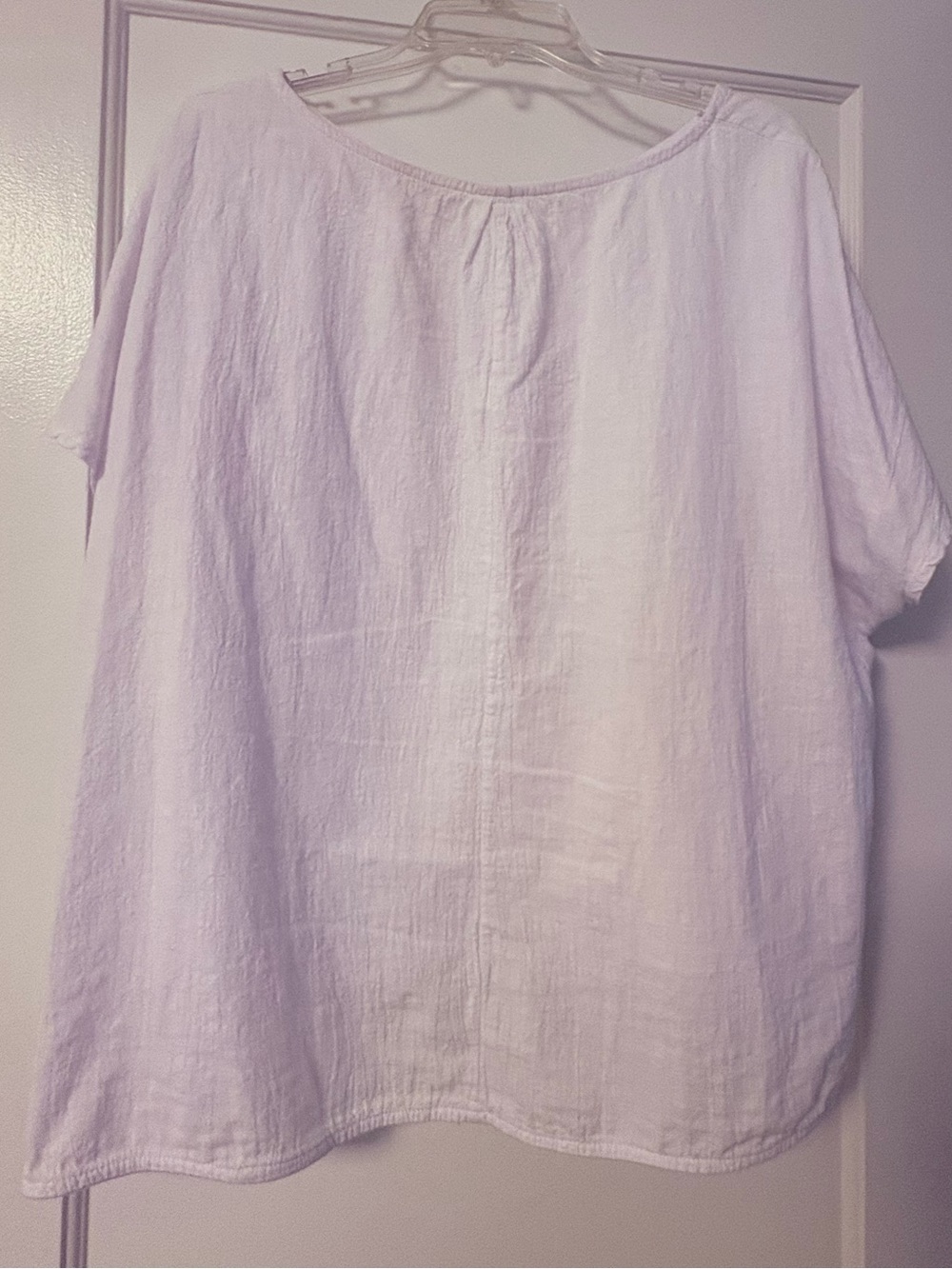 Women's Relaxed White Short-Sleeve Linen Top